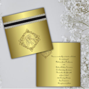 Golden Engraved Look Wedding Invitation