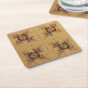 Golden Entanglement Square Paper Coaster