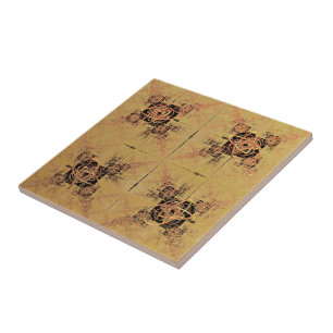 Golden Entanglements Ceramic Tile
