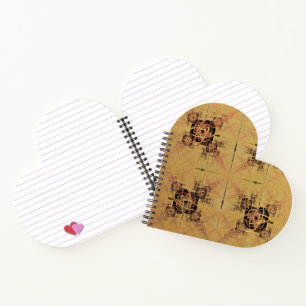Golden Entanglements Heart Shaped Notebook