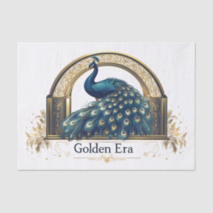 Golden Era Logo with Elegant Peacock Design Tissue Paper