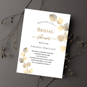 Golden eucalyptus sprigs Bridal Shower Invitation