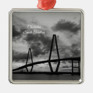 Golden Evening At Arthur Ravenel Grayscale Metal Ornament