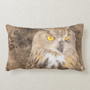 Golden Eye Eagle Owl Lumbar Cushion