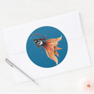 Golden Eye Surreal Goldfish Fantasy Art Any Colour Classic Round Sticker