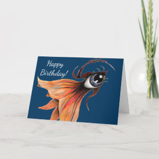 Golden Eye Surreal Goldfish Fantasy Art Birthday Card