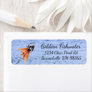 Golden Eye Surreal Goldfish Fantasy Art Custom Return Address Label