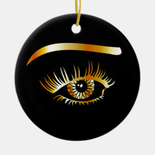 Golden eye with eyebrow and details inside ceramic ornament