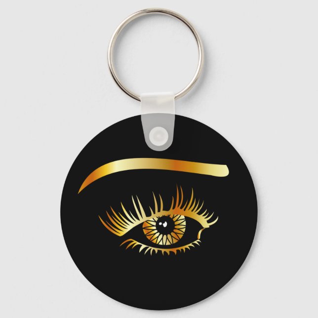Golden eye with eyebrow and details inside key ring (Front)