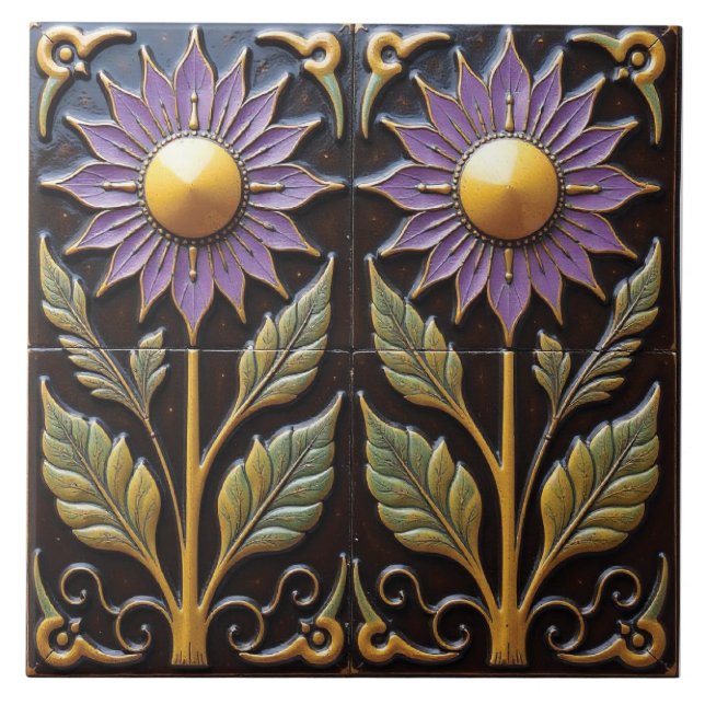 Golden-Eyed Daisies Ceramic Tile (Front)