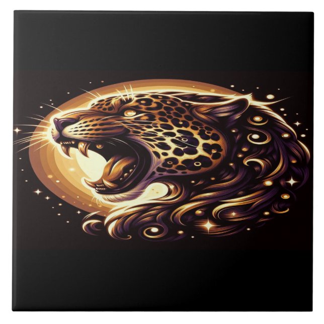 Golden Eyed Leopard Ceramic Tile (Front)
