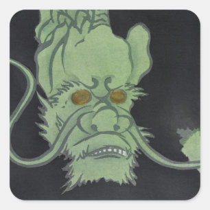Golden eyed monster square sticker