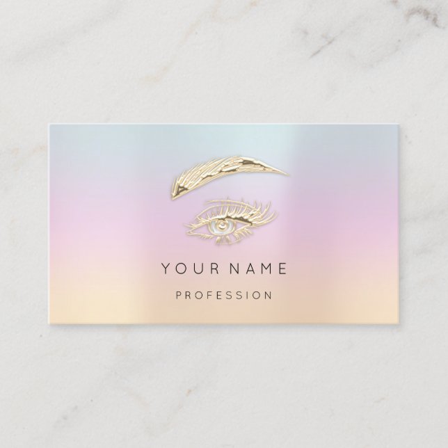 Golden Eyelash Brows Microblade QRCODE Logo Business Card (Front)