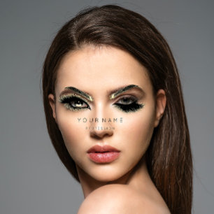 Golden Eyelash Brows Microblading QRCODE Logo Business Card