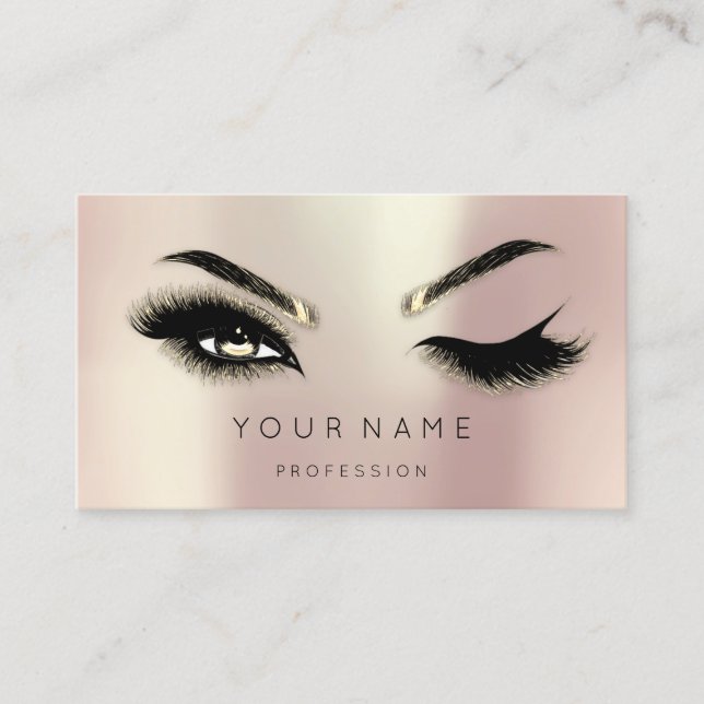 Golden Eyelash Brows Microblading QRCODE Logo SPA Business Card (Front)