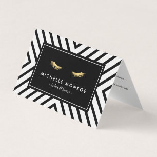 Golden Eyelashes Mod Pattern Salon Aftercare Business Card