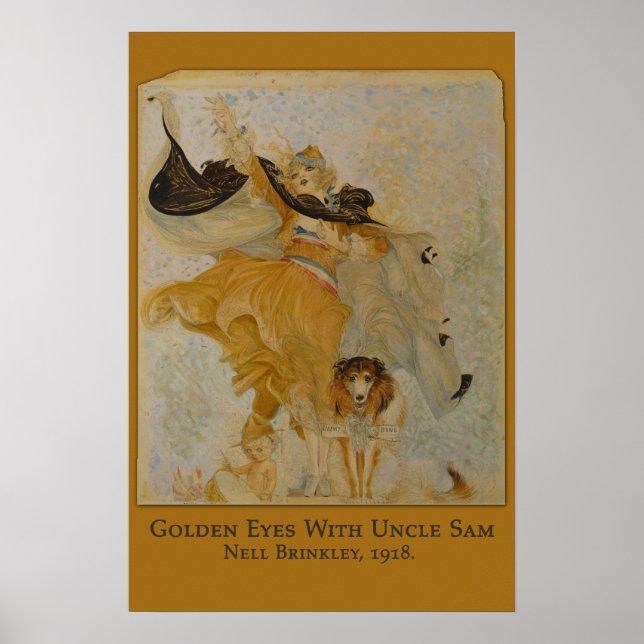 Golden Eyes with Uncle Sam (Dog) by Nell Brinkley Poster (Front)