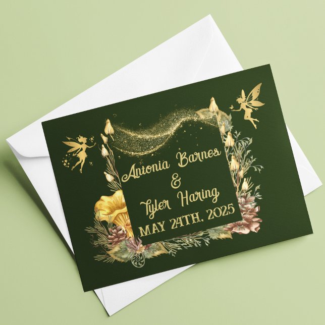 Golden Fairies Forest Wedding Thank You Card (Creator Uploaded)