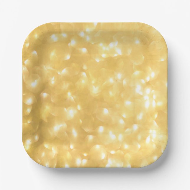 Golden Fairy Lights Paper Plate (Front)