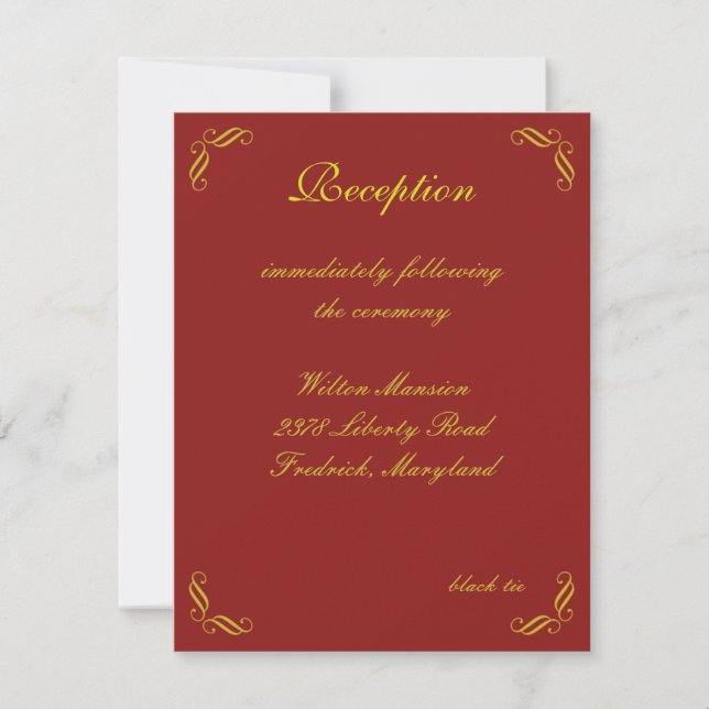 Golden Fairy Tale Reception Card (Front)
