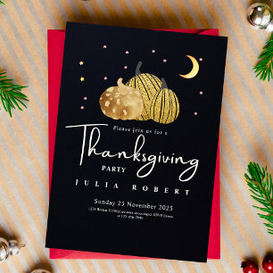 golden fall autumn pumpkin thanksgiving black invitation