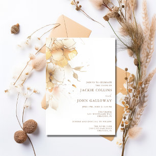 Golden Fall Floral Wedding Invitation