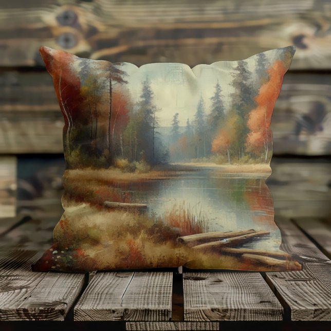Golden Fall Forest Reflections Cushion (Creator Uploaded)
