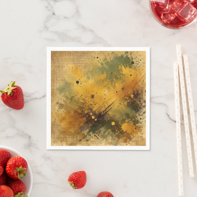 Golden Fall Harvest Distressed Ink Decoupage Napkin (Insitu)