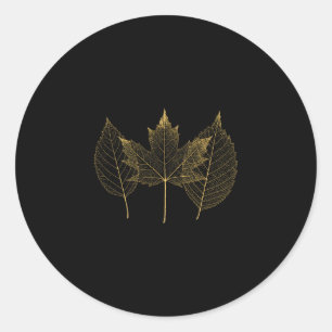 Golden Fall Leaves Autumn Leaf Thanksgiving Design Classic Round Sticker