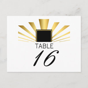 Golden Fan Art Deco Table Numbers Postcard