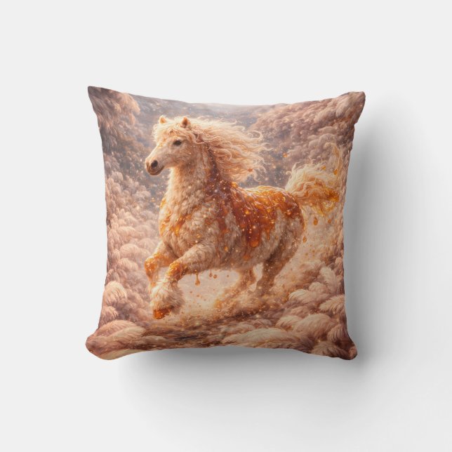 Golden Fantasy Horse Running Dream Pillow (Front)