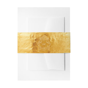 Golden Faux Foil Crest Monogram Wedding Invitation Belly Band