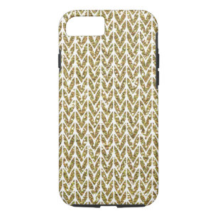 Golden Faux Glitter Chevrons Knit Pattern Print Case-Mate iPhone Case