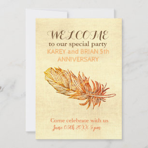 Golden Feather Canvas Photo Invitation