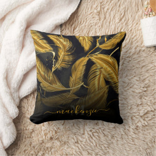 Golden Feathers Cushion