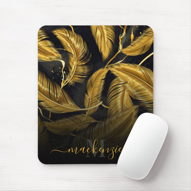Golden Feathers Mouse Pad (With Mouse)