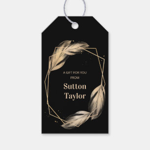 Golden Feathers on Black Gift Tags