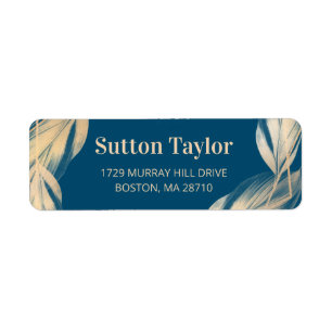 Golden Feathers on Navy Return Address Label