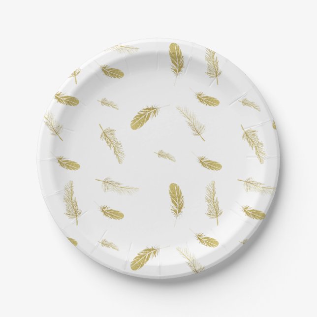 Golden Feathers Paper Plate (Front)