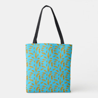 Golden Feathers Pattern Tote Bag
