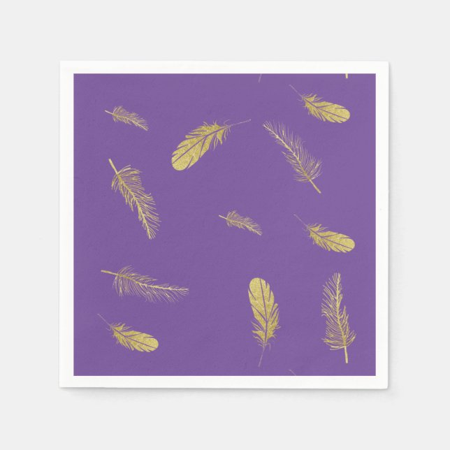 Golden Feathers Purple Napkin (Front)