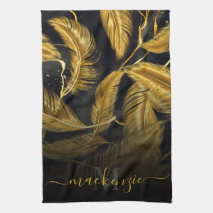 Golden Feathers Tea Towel