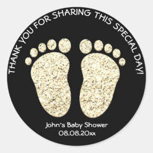 Golden Feet Baby Shower Party Favour Thank You Nam Classic Round Sticker