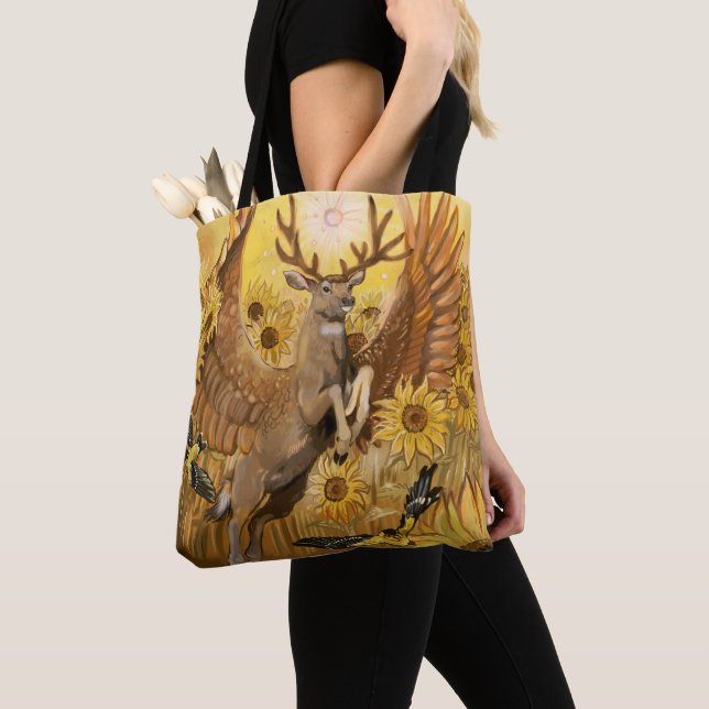 Golden Feilds Mule Deer Tote Bag (Close Up)