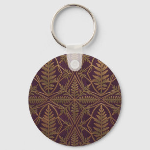 Golden Fern Ornate Geometric Purple Key Ring