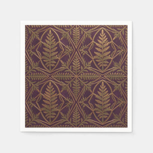 Golden Fern Ornate Geometric Purple Napkin