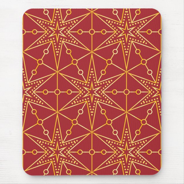 Golden Festive Starry Mouse Pad (Front)