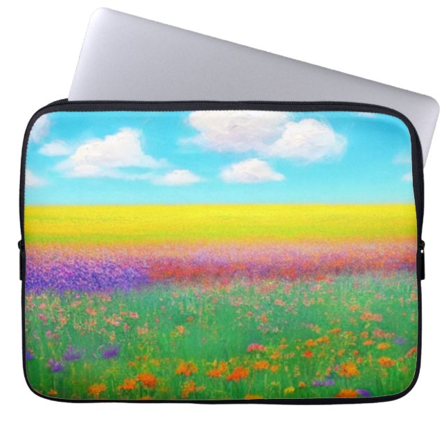 Golden Field of Flowers Laptop Case (Front)