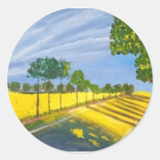 Golden Fields and Path Classic Round Sticker
