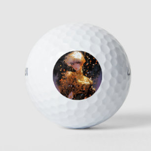Golden Fiery Fantasy Anime Girl Golf Balls